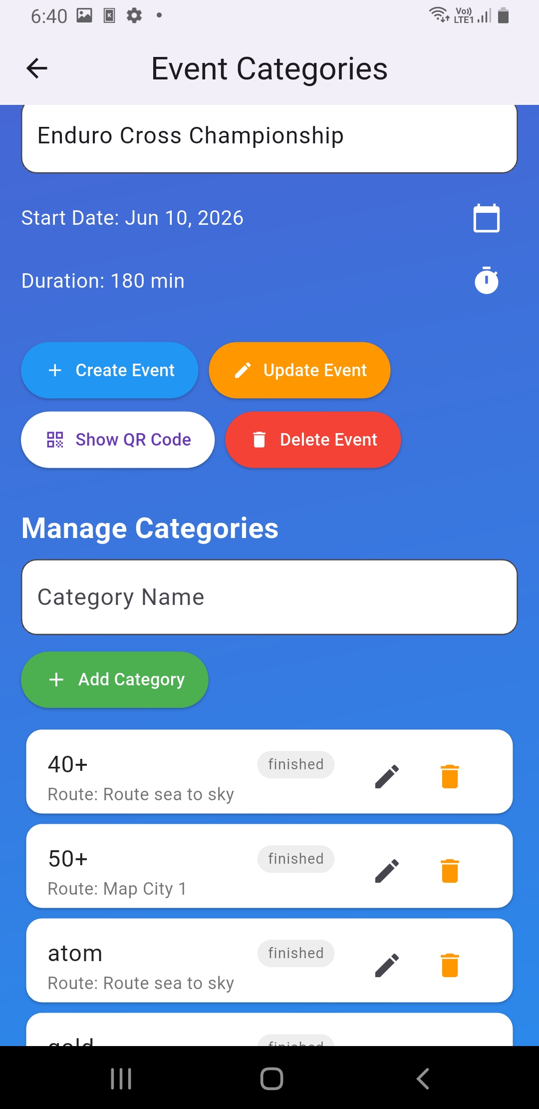 Admin: event details (Event Detail)
