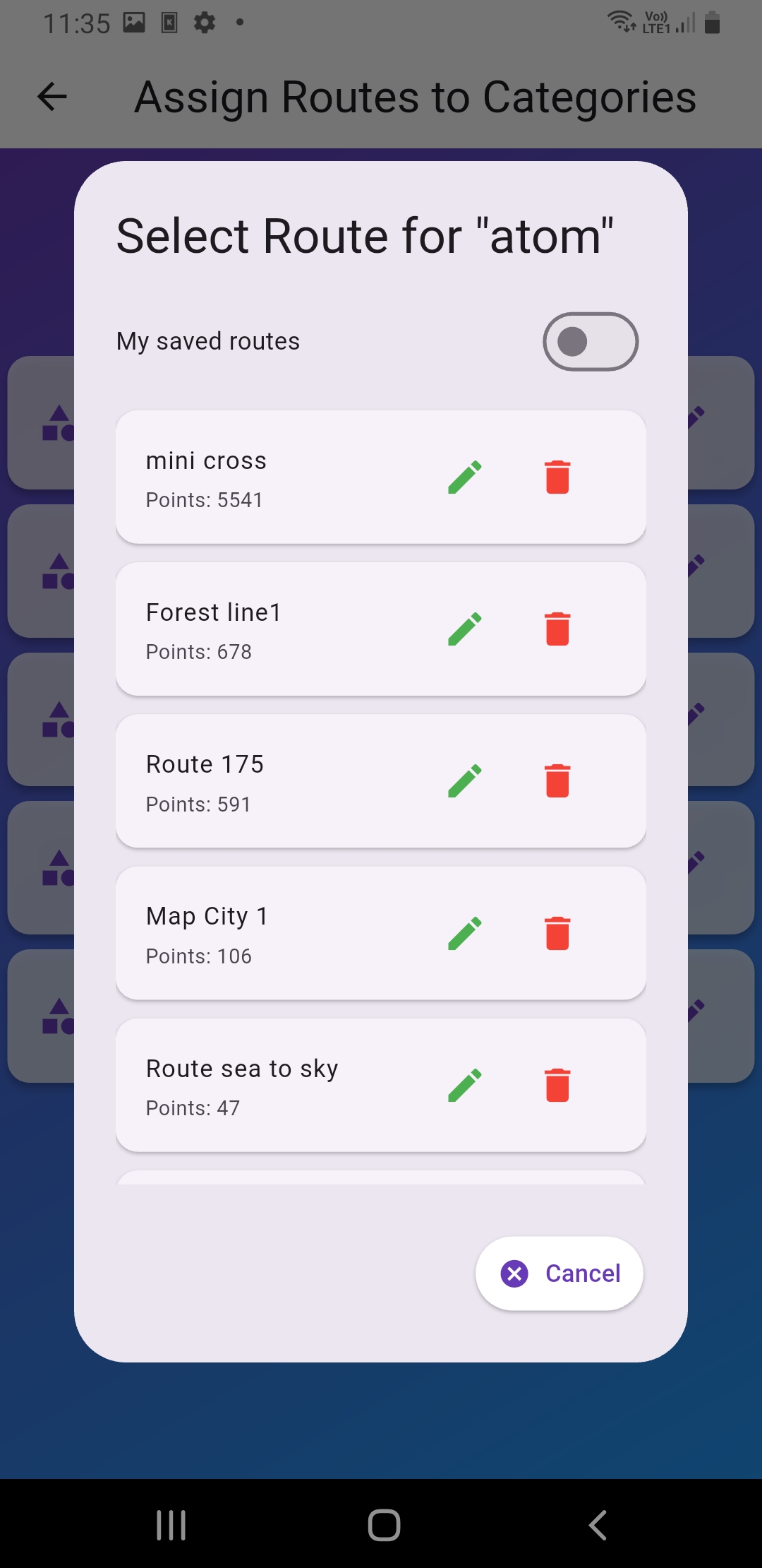 Admin: select route