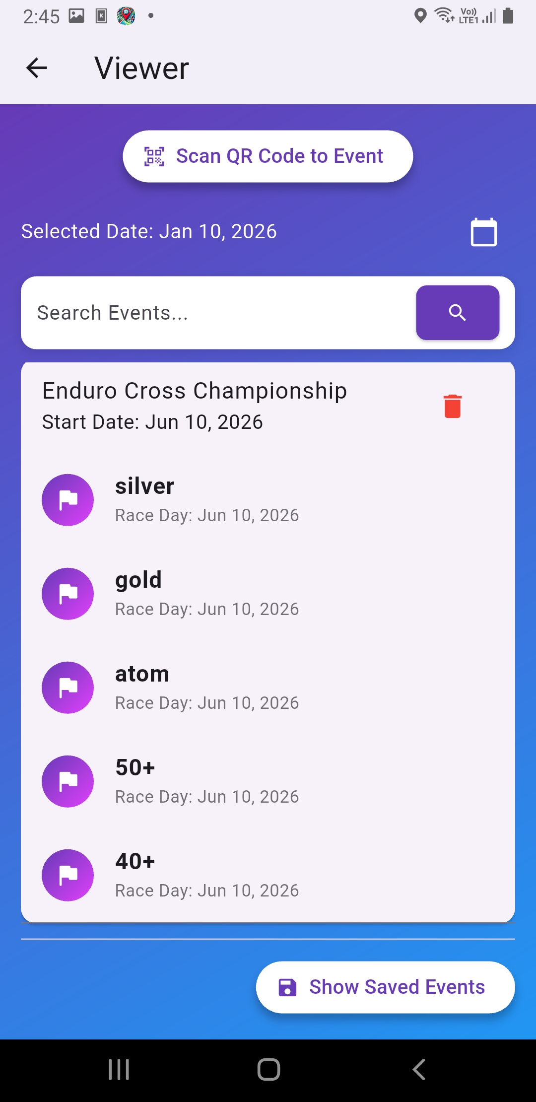 Viewer: saved events (Saved Events)